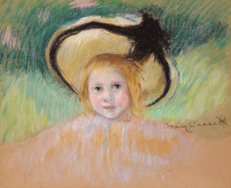 Mary Cassatt - 166, Ragazza con un cappello con un nastro nero